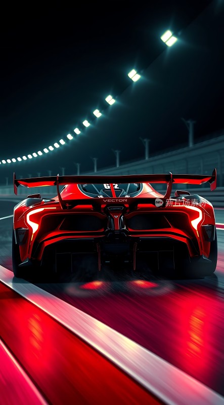 红色赛车在赛道上疾驰