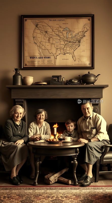 温馨家庭时光壁炉旁共享美好时刻