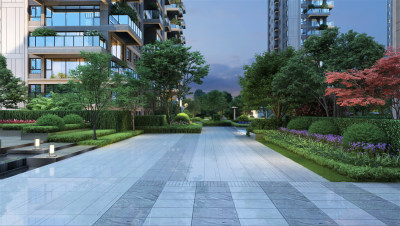 高端住宅园林景观步道渲染图 高端住宅园林景观步道渲染图