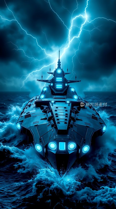 深海风暴中的未来战舰