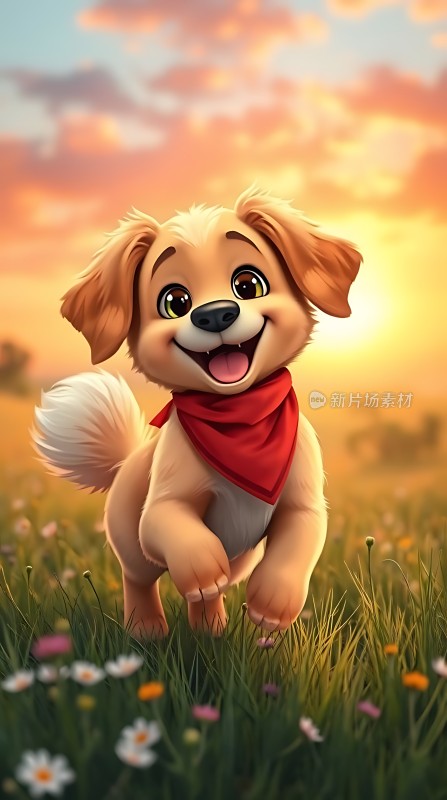 阳光下的快乐小狗