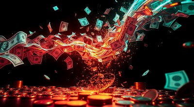 金钱风暴美元与硬币的炫目碰撞 金钱风暴美元与硬币的炫目碰撞