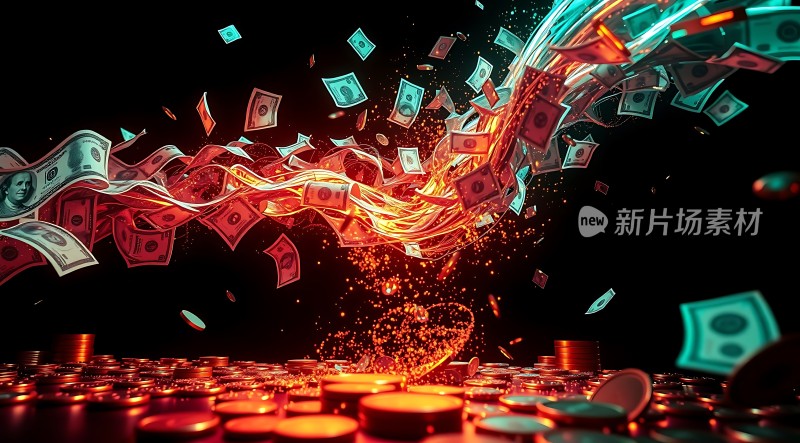 金钱风暴美元与硬币的炫目碰撞