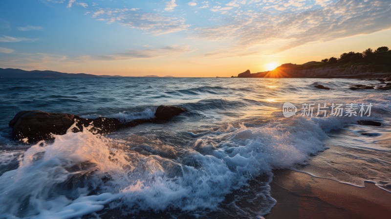 海浪拍打海岸