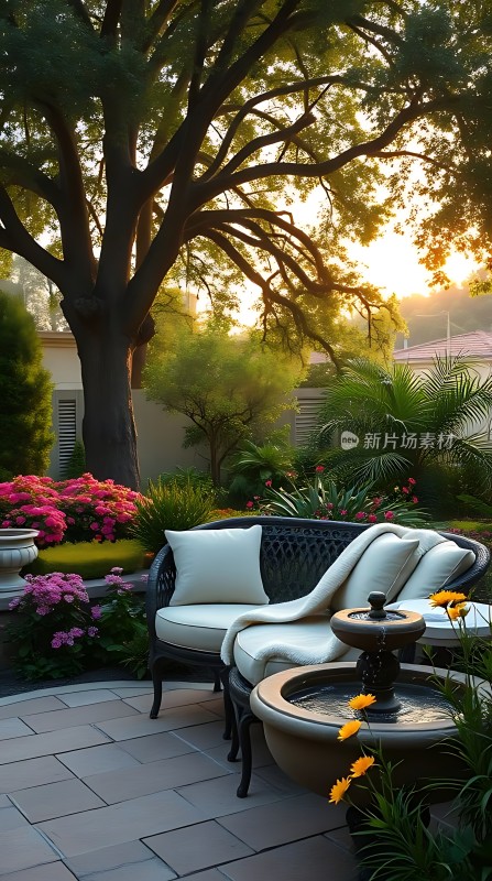 阳光午后绿意盎然休闲时光