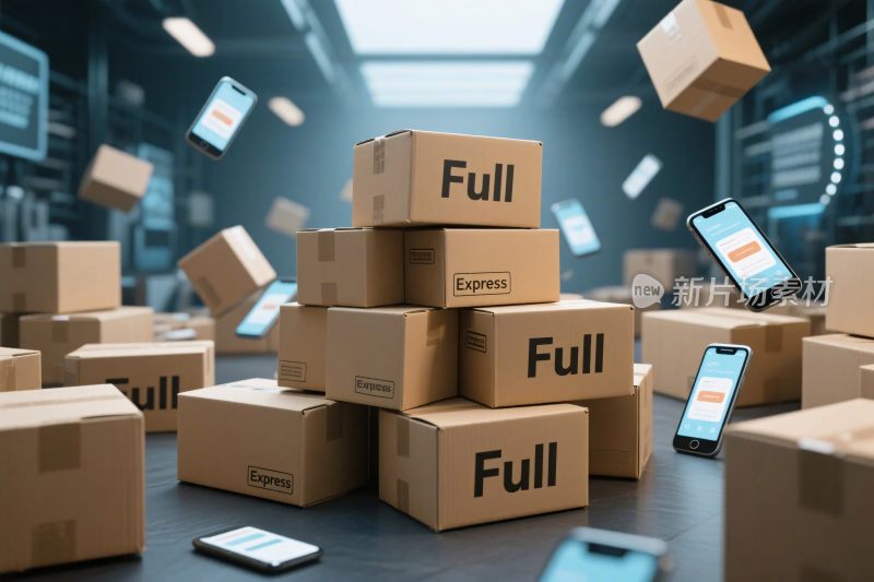 快递货物堆积物流场景