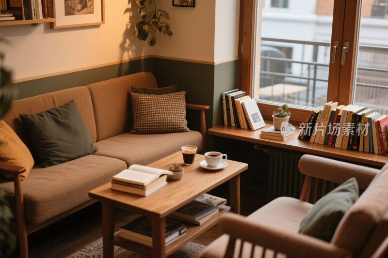温馨室内书茶场景