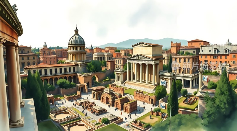 古罗马建筑群全景