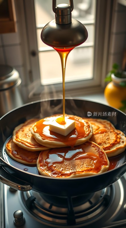 煎饼配糖浆和黄油