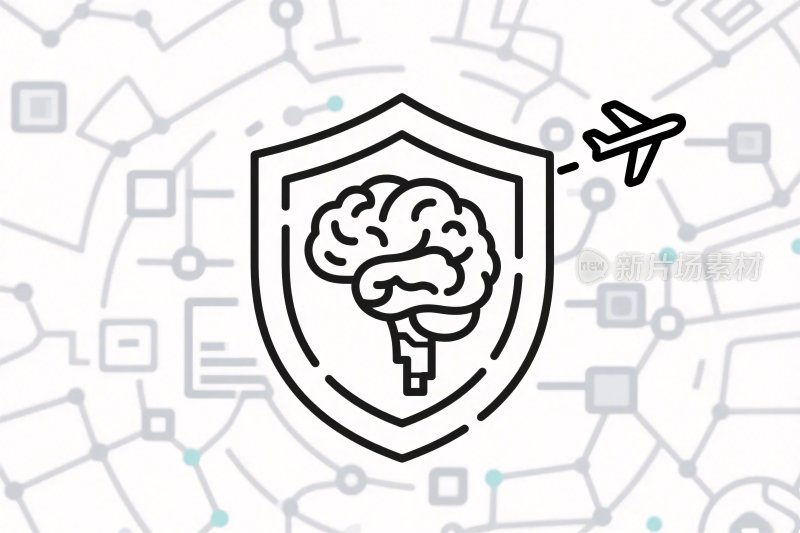 盾牌大脑安全插画