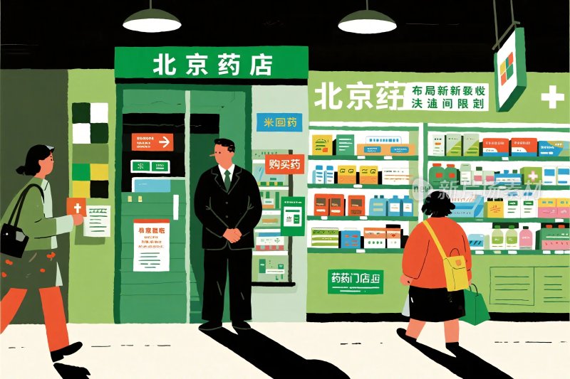 北京药店插画场景