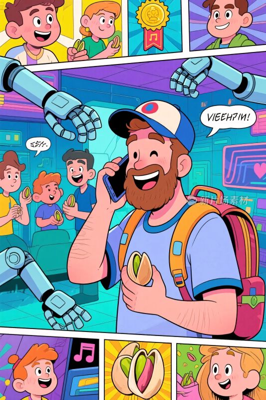 卡通风格互动插画