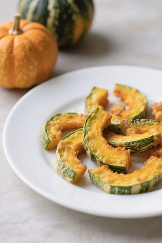 食材摄影烤西葫芦与小南瓜