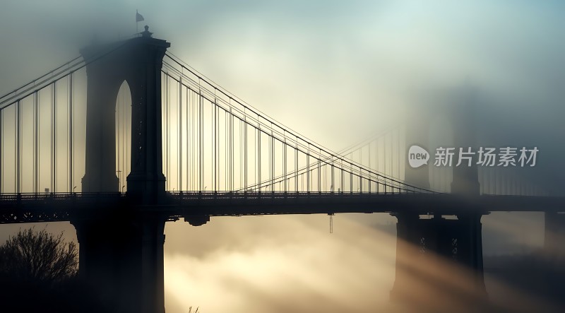 晨雾中的曼哈顿大桥