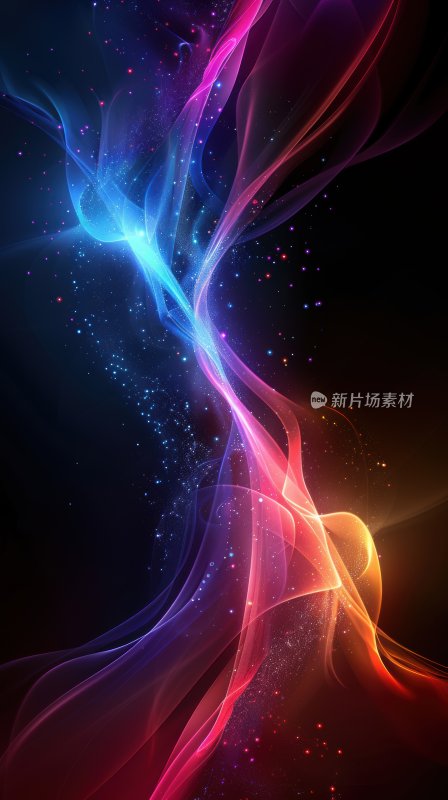 梦幻光带绚丽多彩曲线星点背景壁纸