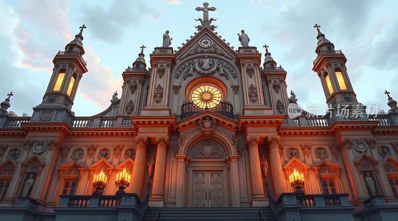 圣光教堂宏伟建筑与十字架的结合