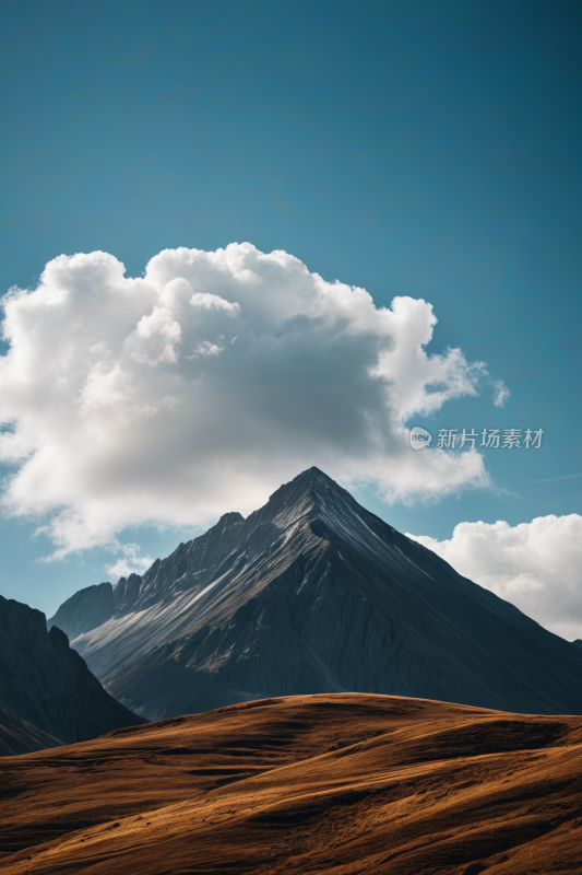 天上有云的高山清风景摄影图片