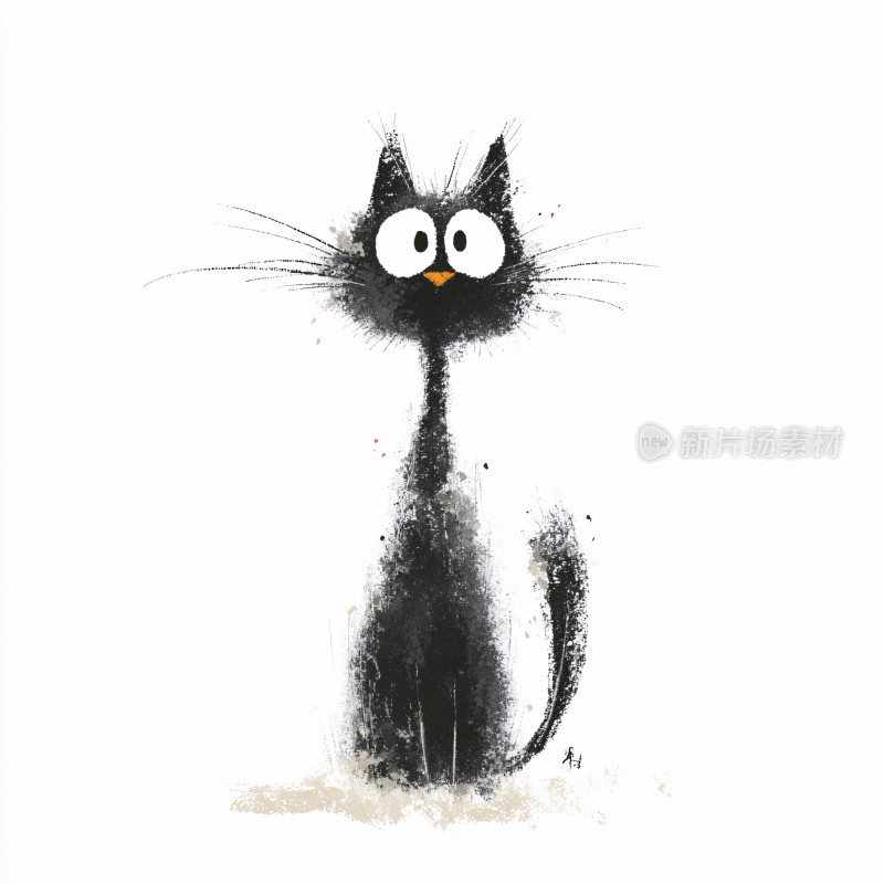 可爱黑猫插画形象