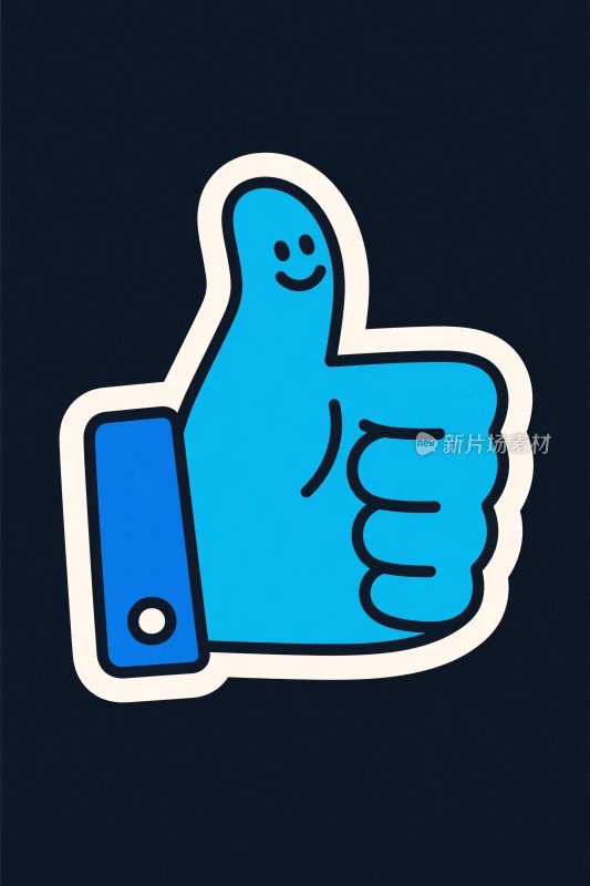 蓝色点赞手势卡通图标