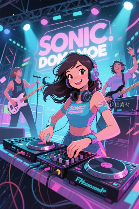 音乐派对打碟插画