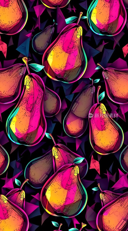 多彩梨子图案
