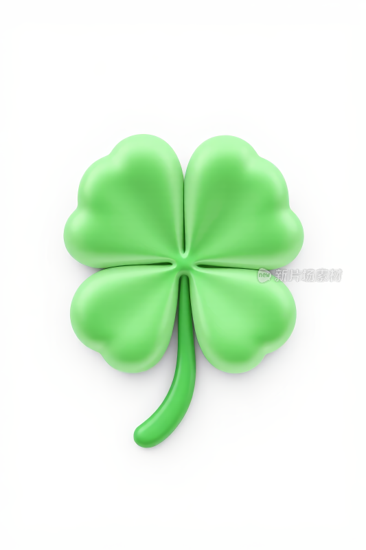 白色背景的四叶草特写高清图片