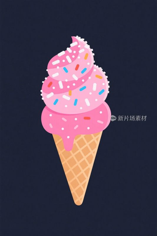 粉色冰淇淋甜筒插画