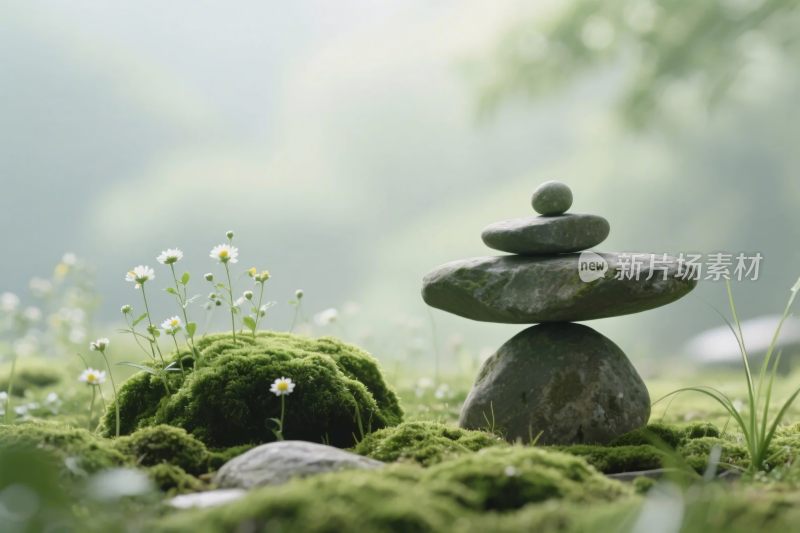 静美石堆苔藓景观