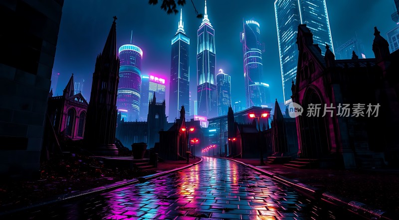 霓虹夜城未来与历史的交融