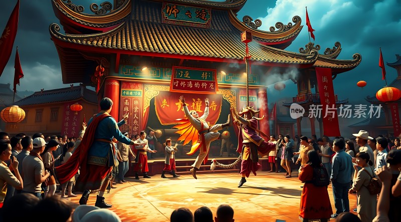 舞狮表演吸引观众目光传统节日氛围浓厚