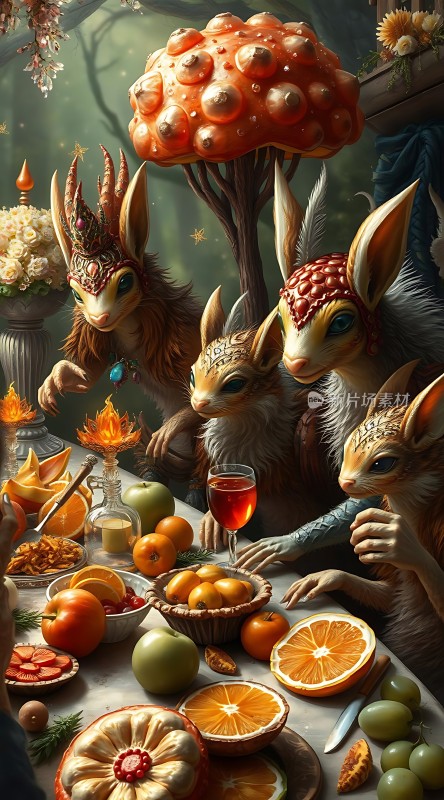 奇幻森林盛宴精灵与水果的奇妙派对