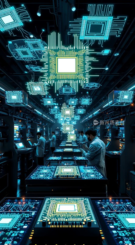 科技实验室中的芯片设计工作场景