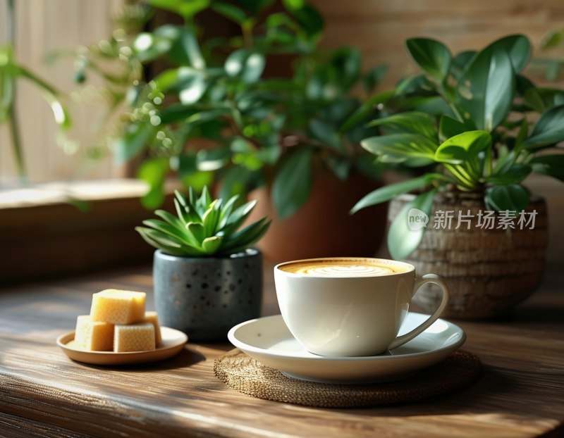 咖啡绿植温馨桌