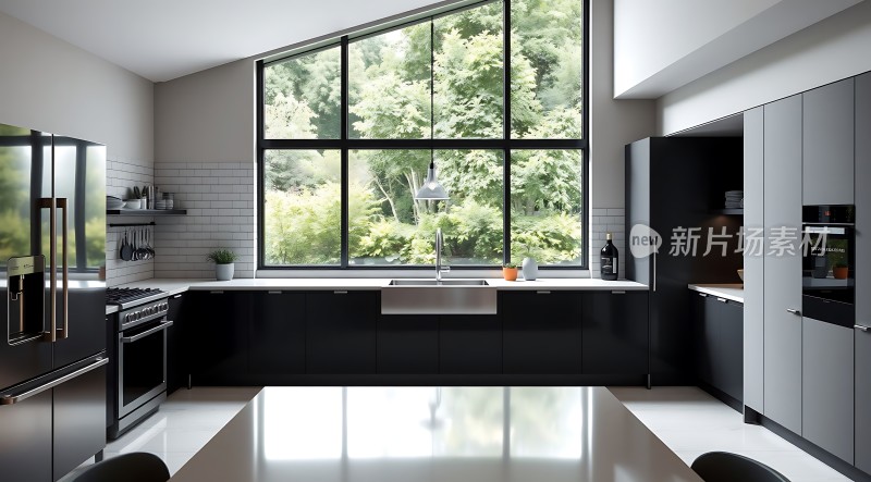 现代厨房设计自然光线充足简约风格