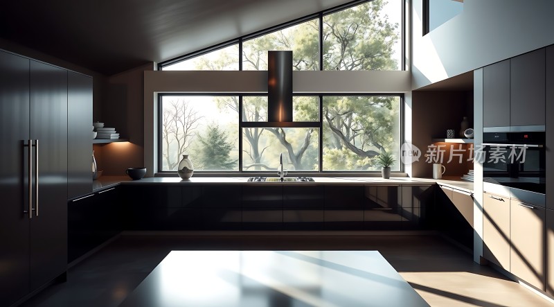 现代厨房设计自然光线充足简约风格