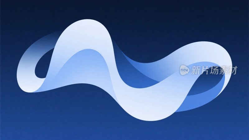 蓝色波浪曲线插画