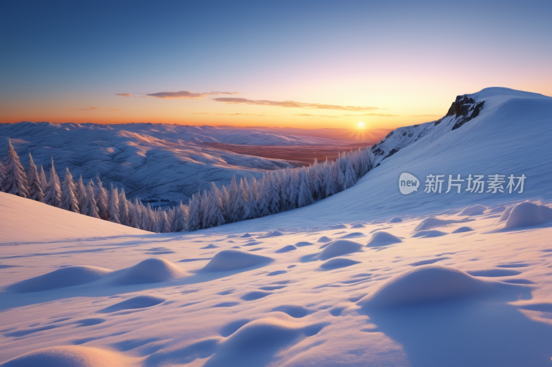 日落的雪山高清风景图片