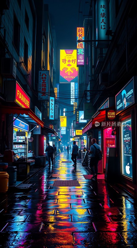 霓虹灯下的繁华街道