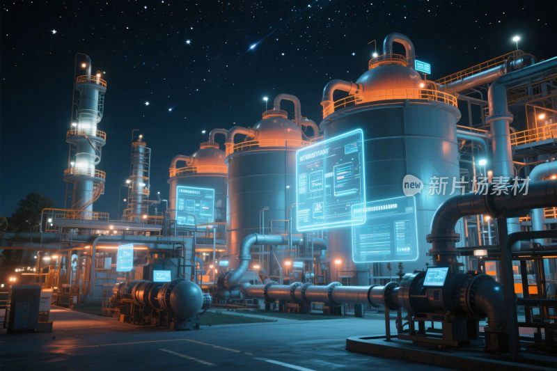 工业设施夜晚科技感场景