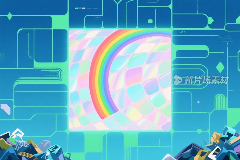 科技风彩虹几何插画