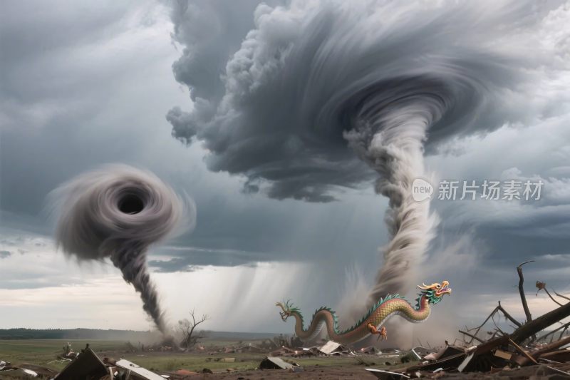 奇幻龙卷风巨龙场景