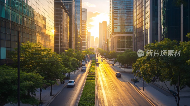 城市黄昏街景