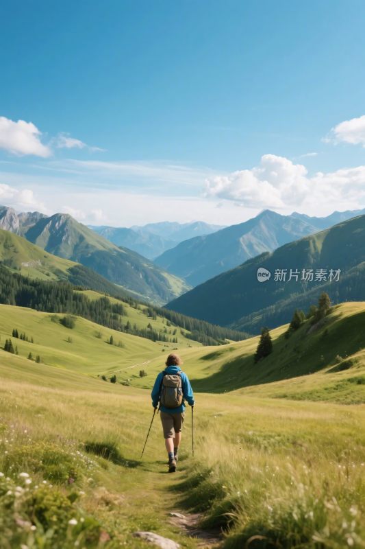 山间徒步风景图