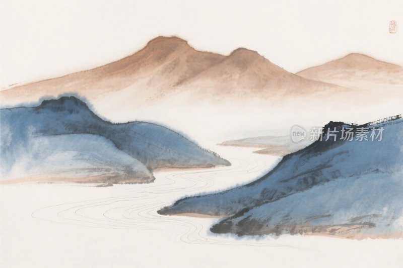 水墨山水风景插画