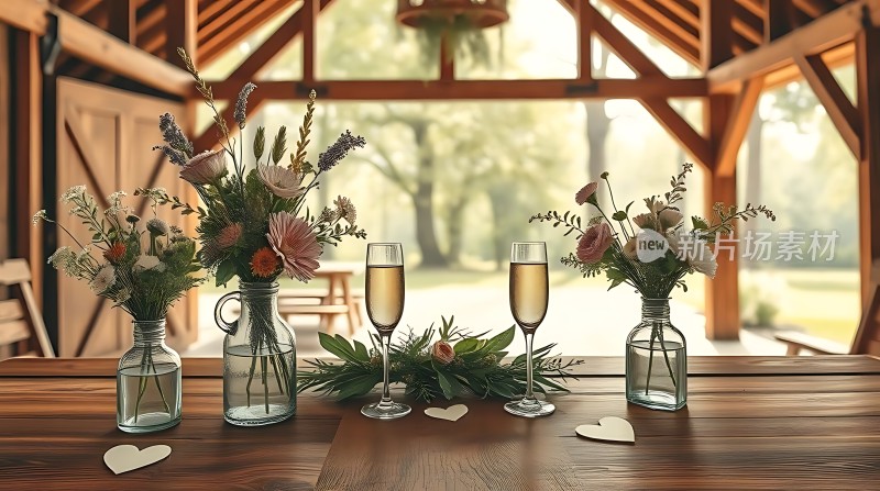 阳光下的浪漫花艺展示