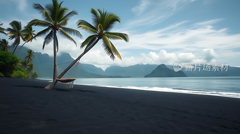 椰林轻摇海风拂面 hammock静候黑沙滩上梦开始的地方