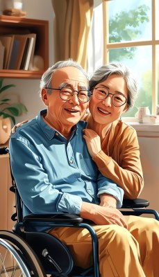 轮椅上温馨时刻