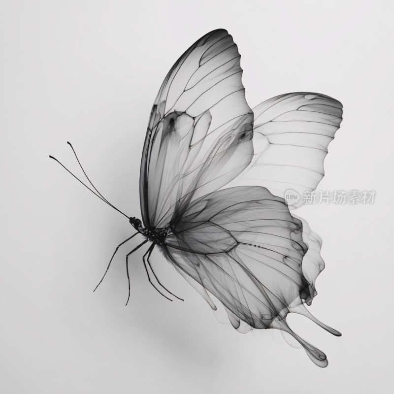 黑白透明蝴蝶插画