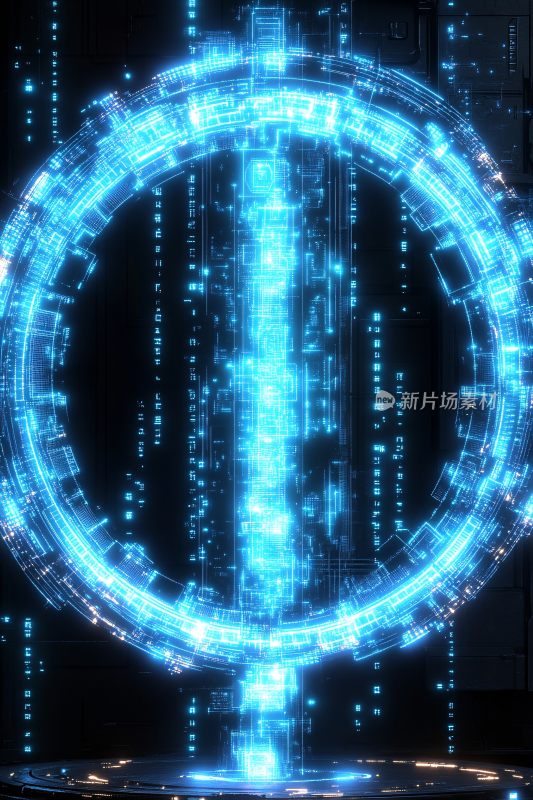 科技感蓝色环形光效画面