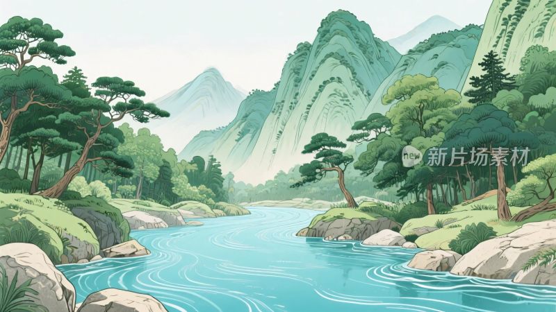 山水风景插画